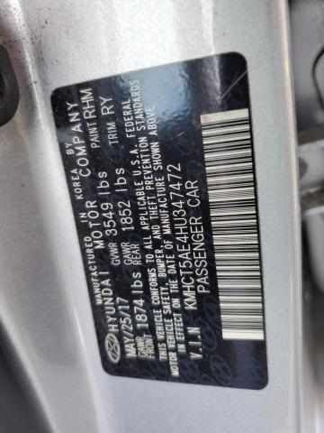 KMHCT5AE4HU347472 - 2017 HYUNDAI ACCENT SE SILVER photo 12