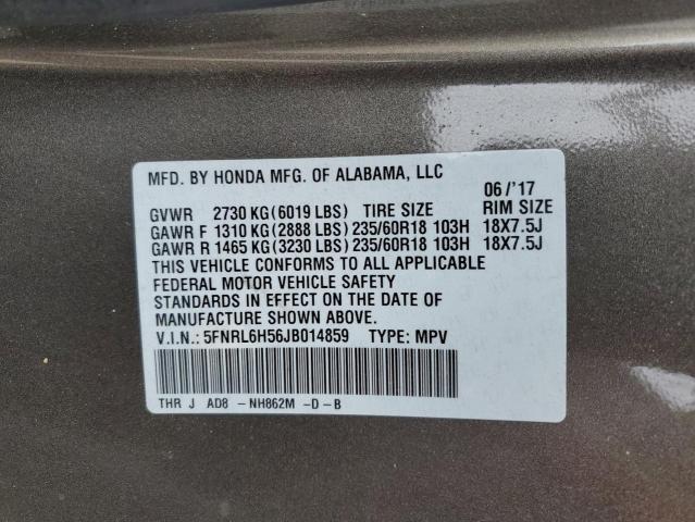 5FNRL6H56JB014859 - 2018 HONDA ODYSSEY EX Marron photo 13