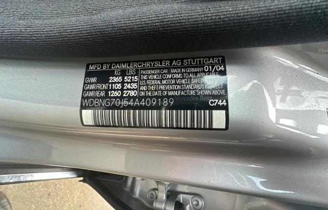 WDBNG70J54A409189 - 2004 MERCEDES-BENZ S 430 SILVER photo 10