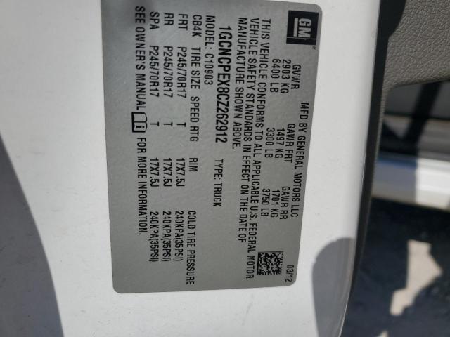 1GCNCPEX8CZ262912 - 2012 CHEVROLET SILVERADO C1500 أبيض صورة 13