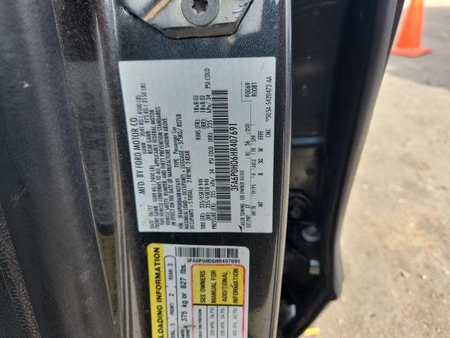 3FA6P0HD6HR407691 - 2017 FORD FUSION SE GRAY photo 12
