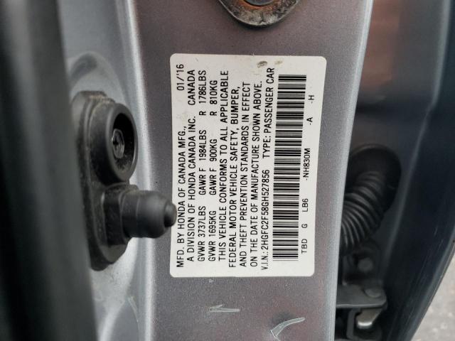 2HGFC2F58GH527856 - 2016 HONDA CIVIC LX SILVER photo 12