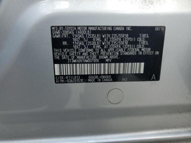 2T3WK4DV1AW007909 - 2010 TOYOTA RAV4 SPORT 银色 照片 13