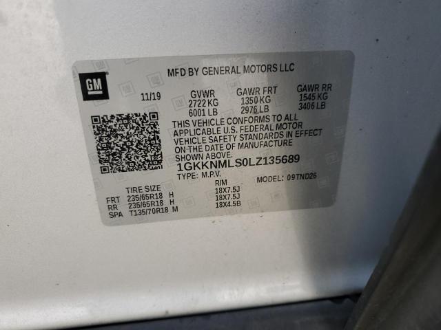 1GKKNMLS0LZ135689 - 2020 GMC ACADIA SLT SILVER photo 13