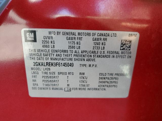 2GKALREK9F6145049 - 2015 GMC TERRAIN SLE RED photo 13