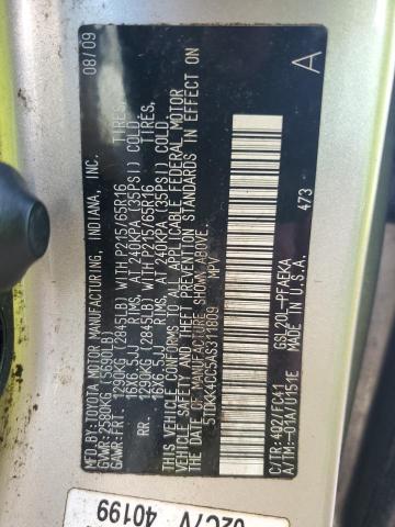 5TDKK4CC5AS311809 - 2010 TOYOTA SIENNA CE TAN photo 13