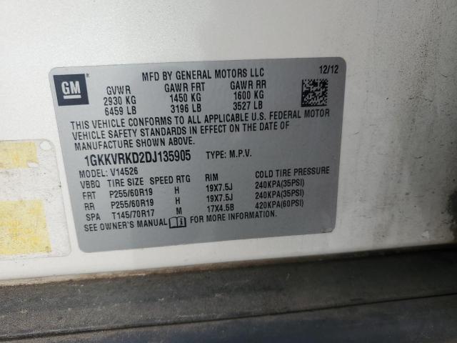 1GKKVRKD2DJ135905 - 2013 GMC ACADIA SLT-1 კრემისფერი ფოტო 14