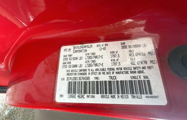 3D7KU28D13G764509 - 2003 DODGE RAM 2500 ST RED photo 10