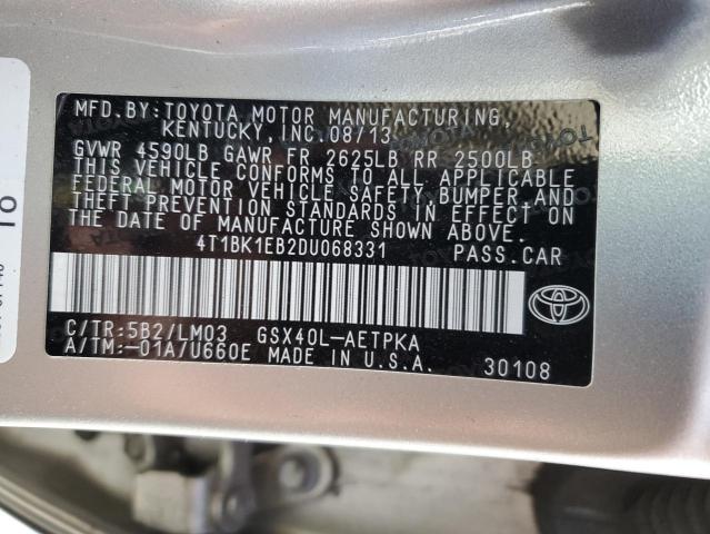 4T1BK1EB2DU068331 - 2013 TOYOTA AVALON BASE 米色 照片 12