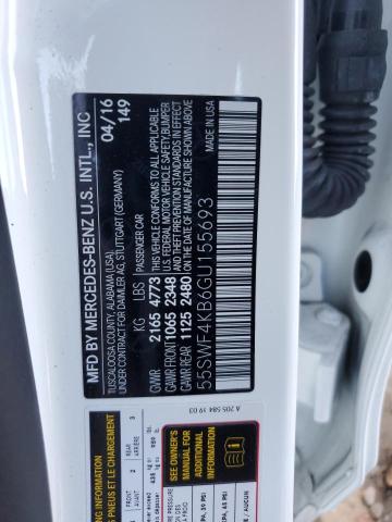 55SWF4KB6GU155693 - 2016 MERCEDES-BENZ C 300 4MATIC WHITE photo 12