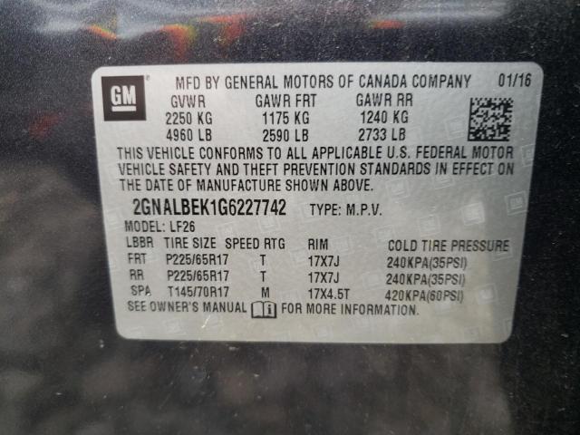 2GNALBEK1G6227742 - 2016 CHEVROLET EQUINOX LS GRAY photo 13