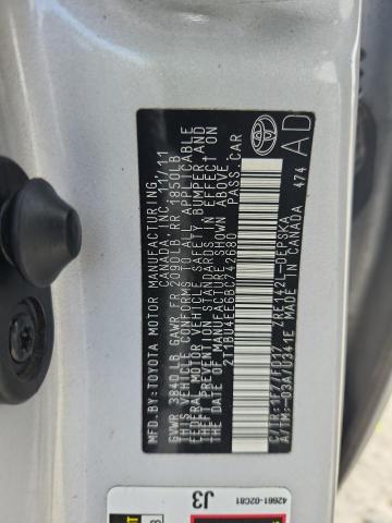 2T1BU4EE6BC742680 - 2011 TOYOTA COROLLA BASE فضي صورة 12