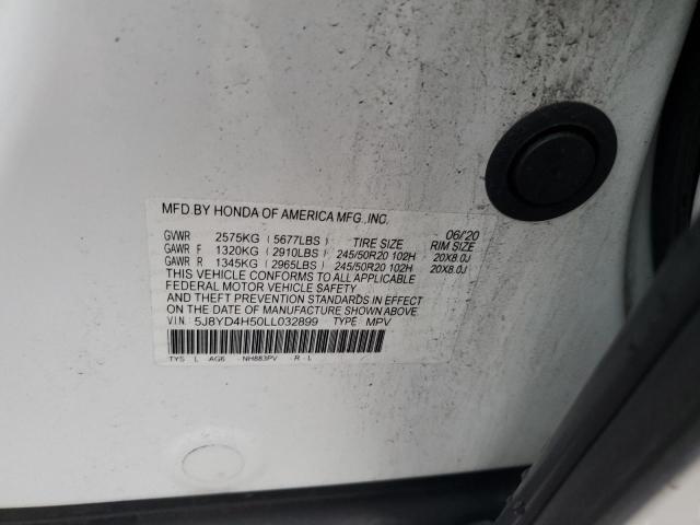 5J8YD4H50LL032899 - 2020 ACURA MDX TECHNOLOGY Blanc photo 13