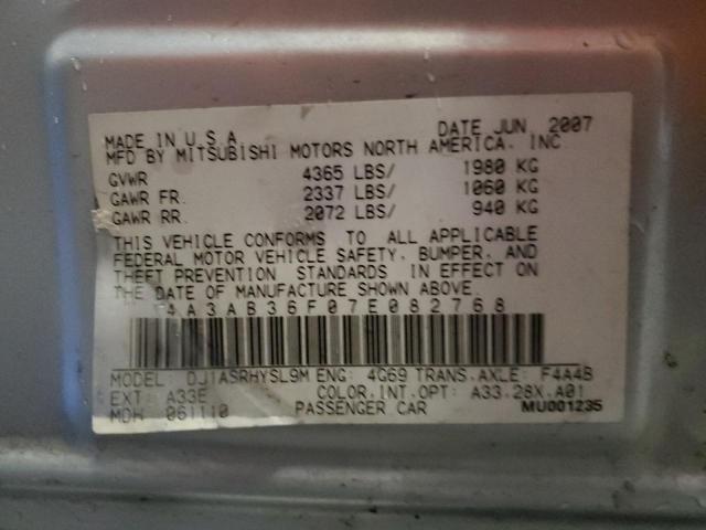 4A3AB36F07E082768 - 2007 MITSUBISHI GALANT ES SILVER photo 12