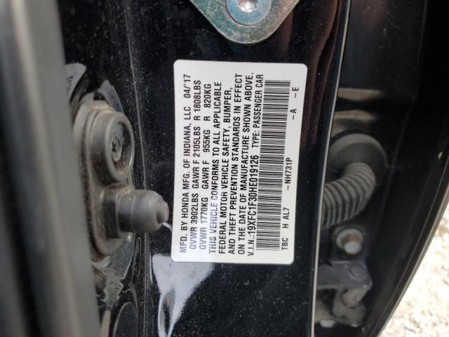 19XFC1F30HE019126 - 2017 HONDA CIVIC EX BLACK photo 12