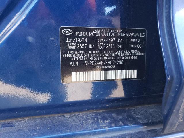 5NPE24AF7FH024298 - 2015 HYUNDAI SONATA SE BLUE photo 12