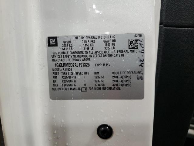 1GKLRMED7AJ191325 - 2010 GMC ACADIA SLT-1 თეთრი ფოტო 13