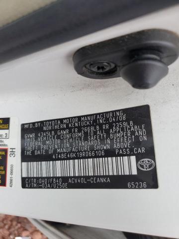4T4BE46K19R066106 - 2009 TOYOTA CAMRY BASE Blanco foto 12