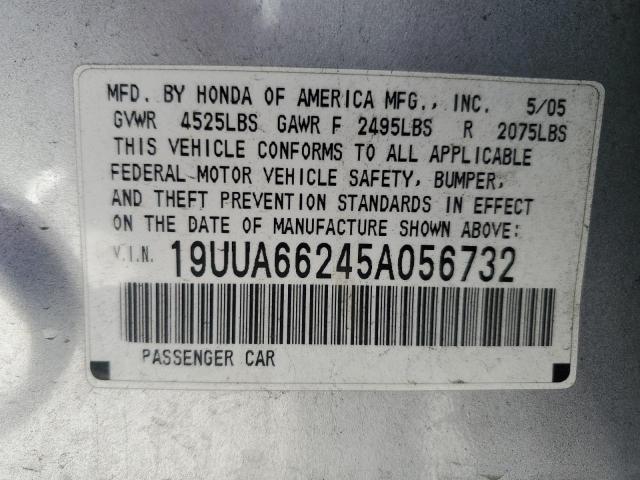 19UUA66245A056732 - 2005 ACURA TL SILVER photo 12