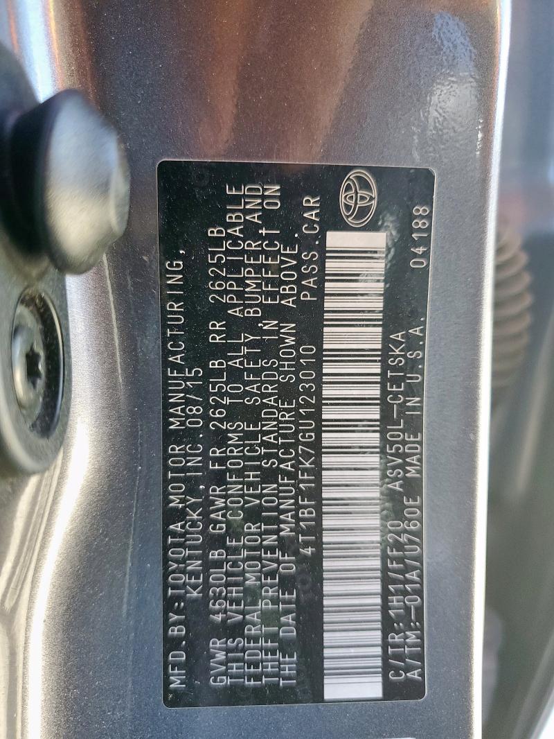 4T1BF1FK7GU123010 - 2016 TOYOTA CAMRY LE 灰色 照片 12