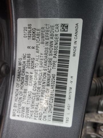 2HGFC2E81LH532340 - 2020 HONDA CIVIC SPORT ვერცხლისფერი ფოტო 13