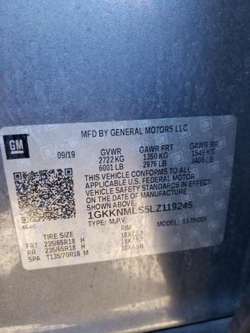 1GKKNMLS5LZ119245 - 2020 GMC ACADIA SLT GRAY photo 13