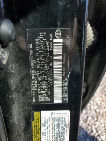 4T1BE46K47U167521 - 2007 TOYOTA CAMRY CE BLACK photo 13