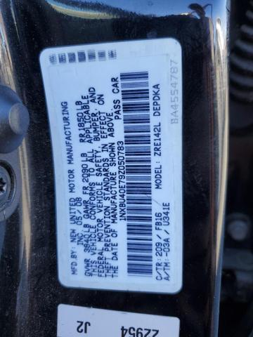 1NXBU40E79Z050783 - 2009 TOYOTA COROLLA BASE 黑色 照片 12