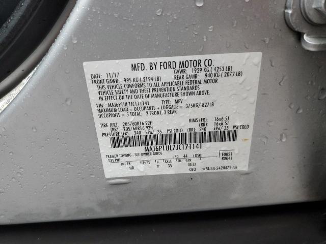 MAJ6P1UL7JC171141 - 2018 FORD ECOSPORT SE SILVER photo 13