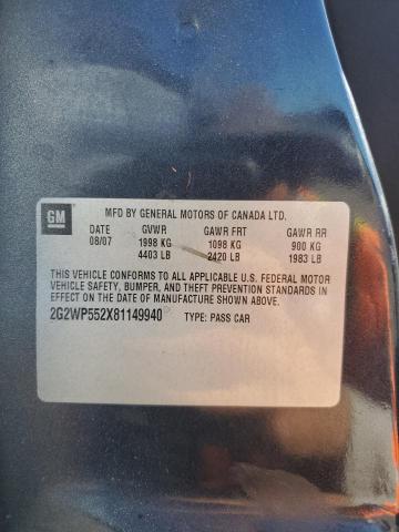 2G2WP552X81149940 - 2008 PONTIAC GRAND PRIX 石墨色 照片 12