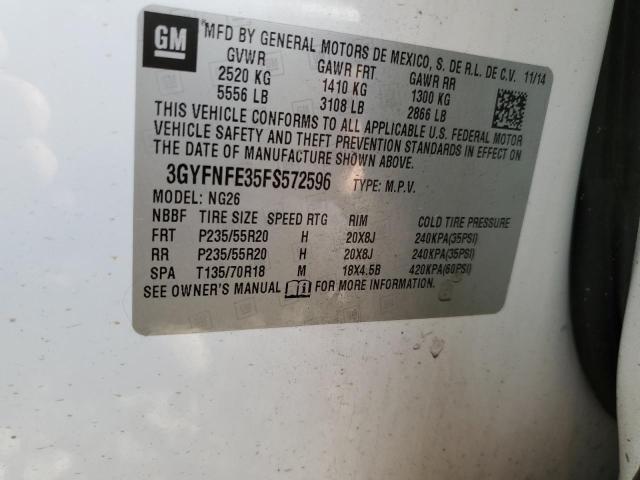 3GYFNFE35FS572596 - 2015 CADILLAC SRX PERFORMANCE COLLECTION Սպիտակ լուսանկար 13