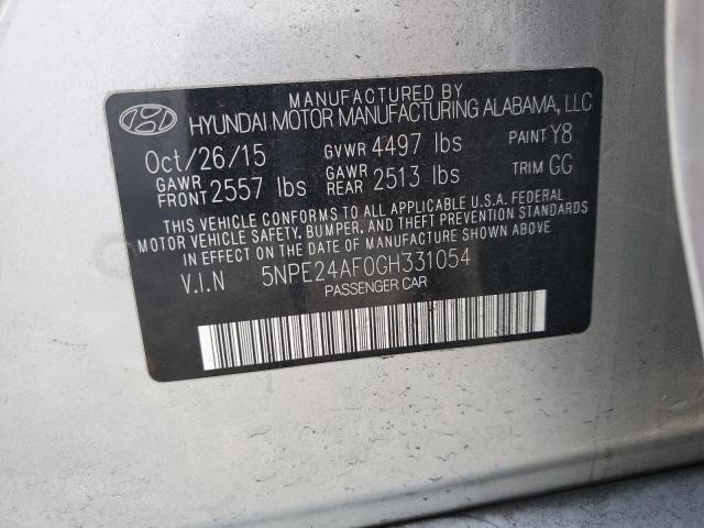 5NPE24AF0GH331054 - 2016 HYUNDAI SONATA SE SILVER photo 12