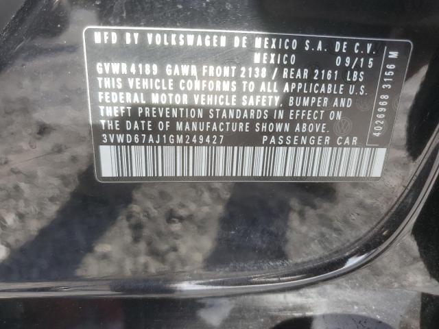 3VWD67AJ1GM249427 - 2016 VOLKSWAGEN JETTA SE BLACK photo 12