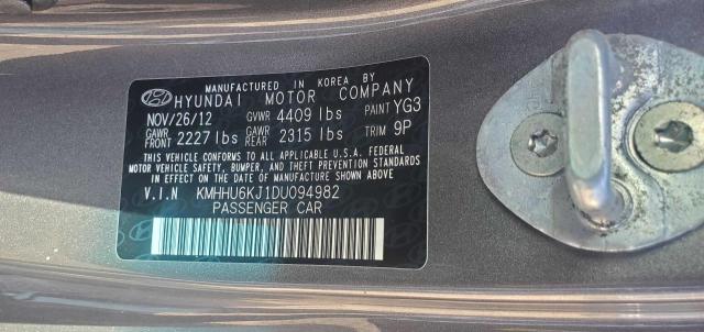 KMHHU6KJ1DU094982 - 2013 HYUNDAI GENESIS CO 3.8L GRAY photo 10