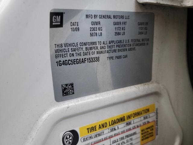 1G4GC5EG6AF153338 - 2010 BUICK LACROSSE CXL Білий фото 12