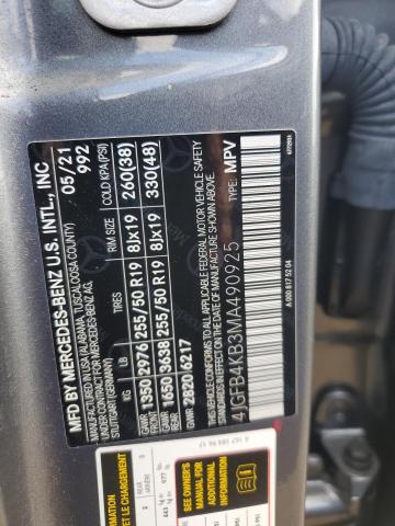 4JGFB4KB3MA490925 - 2021 MERCEDES-BENZ GLE 350 4MATIC GRAY photo 12