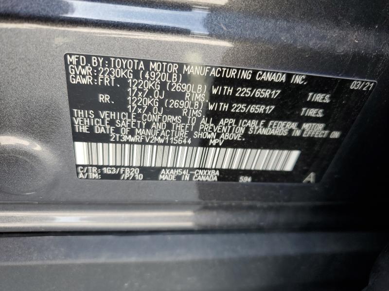 2T3MWRFV2MW115644 - 2021 TOYOTA RAV4 LE CHARCOAL photo 13