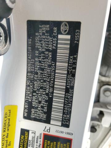 4T1BF1FK4DU676547 - 2013 TOYOTA CAMRY L WHITE photo 12