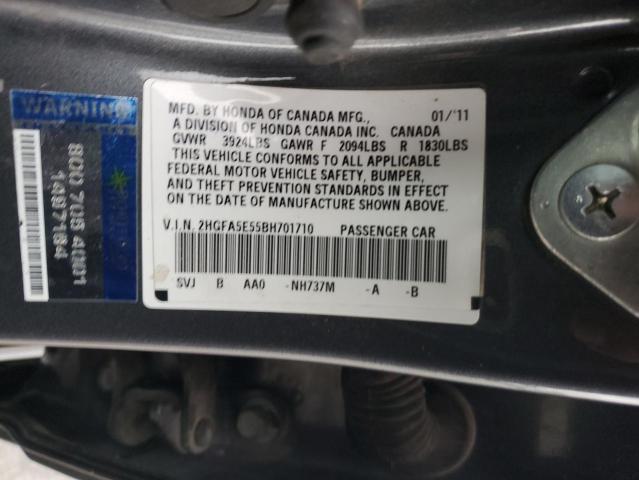 2HGFA5E55BH701710 - 2011 HONDA CIVIC SI Графитовый фото 12