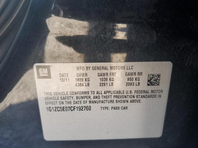 1G1ZC5E07CF192760 - 2012 CHEVROLET MALIBU 1LT CHARCOAL photo 12