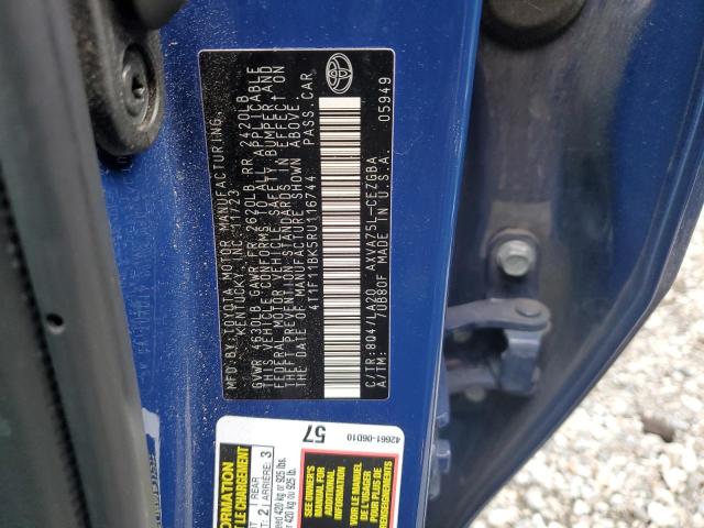 4T1F11BK5RU116744 - 2024 TOYOTA CAMRY XLE BLUE photo 12