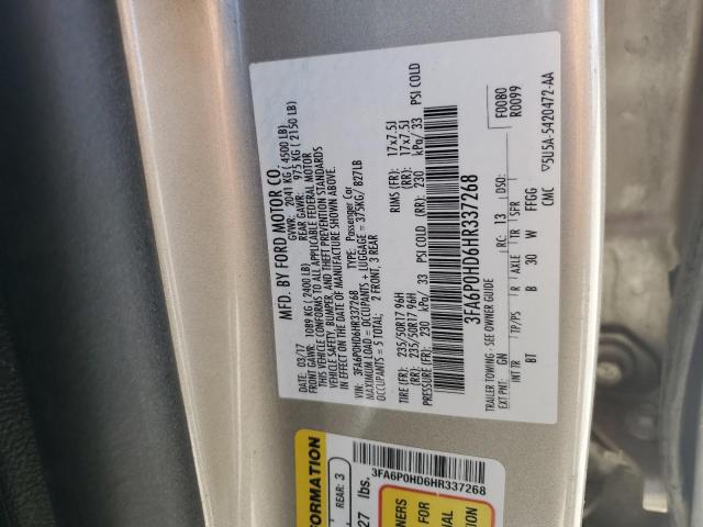 3FA6P0HD6HR337268 - 2017 FORD FUSION SE Gümüş foto 13