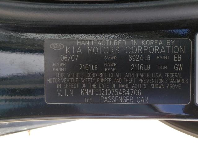 KNAFE121075484706 - 2007 KIA SPECTRA EX BLACK photo 12