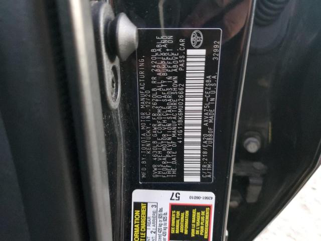 4T1G11BK6MU026662 - 2021 TOYOTA CAMRY SE შავი ფოტო 12