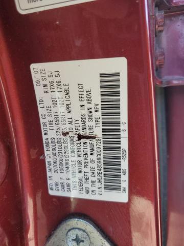 JHLRE48598C009728 - 2008 HONDA CR-V EX RED photo 13