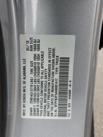 5FPYK2F54KB001417 - 2019 HONDA RIDGELINE RTL Boz foto 13