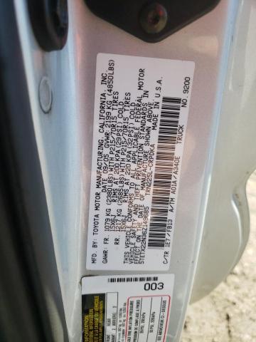 5TETX22N36Z149685 - 2006 TOYOTA TACOMA ACCESS CAB ვერცხლისფერი ფოტო 12