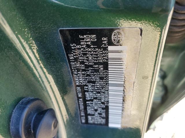 2T1BURHE6GC555293 - 2016 TOYOTA COROLLA L GREEN photo 12