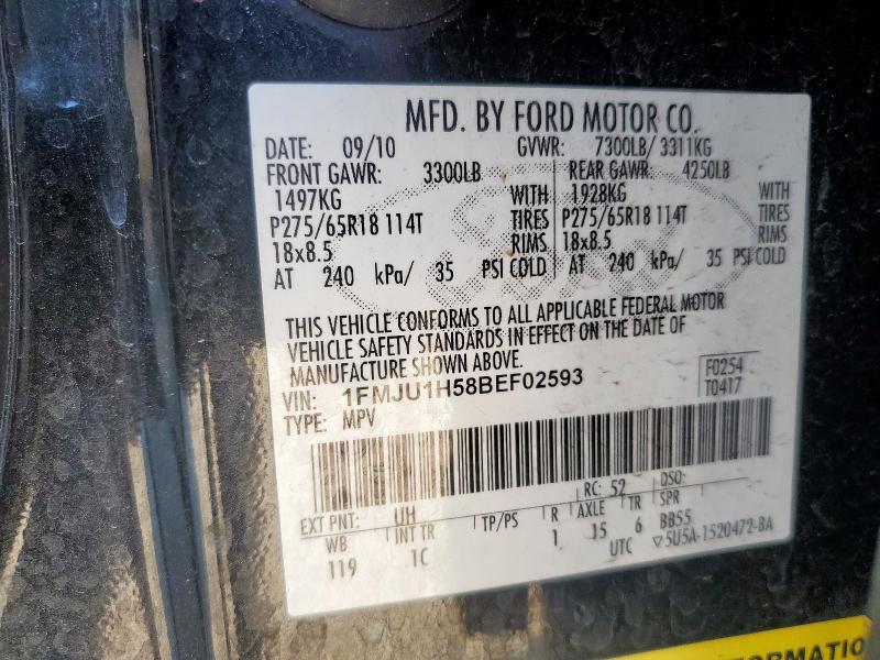 1FMJU1H58BEF02593 - 2011 FORD EXPEDITION XLT BLACK photo 14