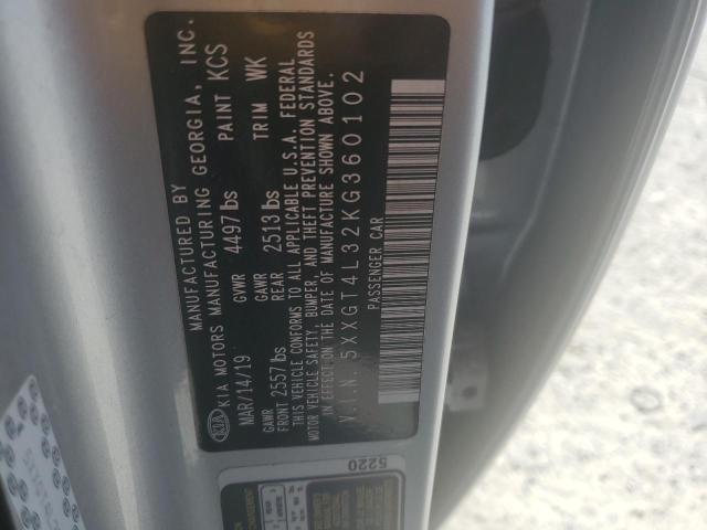 5XXGT4L32KG360102 - 2019 KIA OPTIMA LX SILVER photo 12